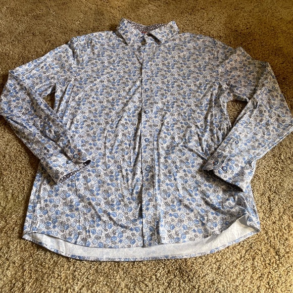 Daniel Hechter Men’s Size Large Dress Shirt Floral Office Business Button Cotton - Picture 4 of 5